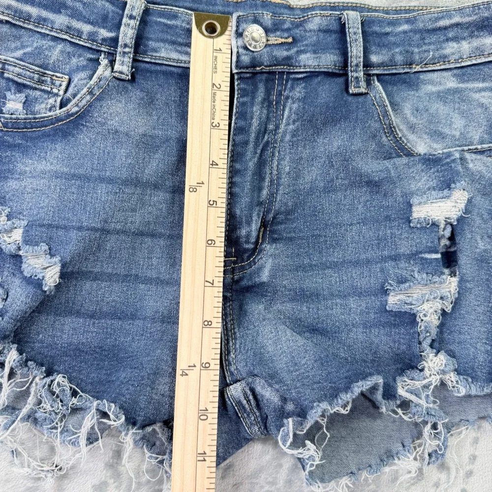 Unbranded Distressed Denim Cut Off Shorts  Blue Womens Size L Fits 29